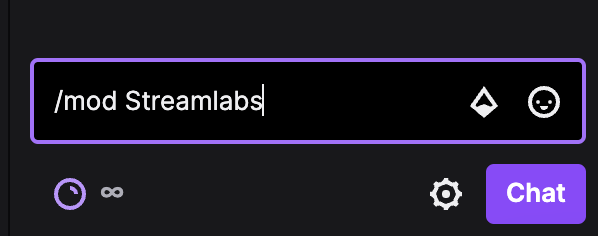  In the chat box type /mod Streamlabs. 
