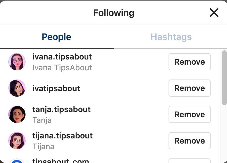 instagram following hashtags web version