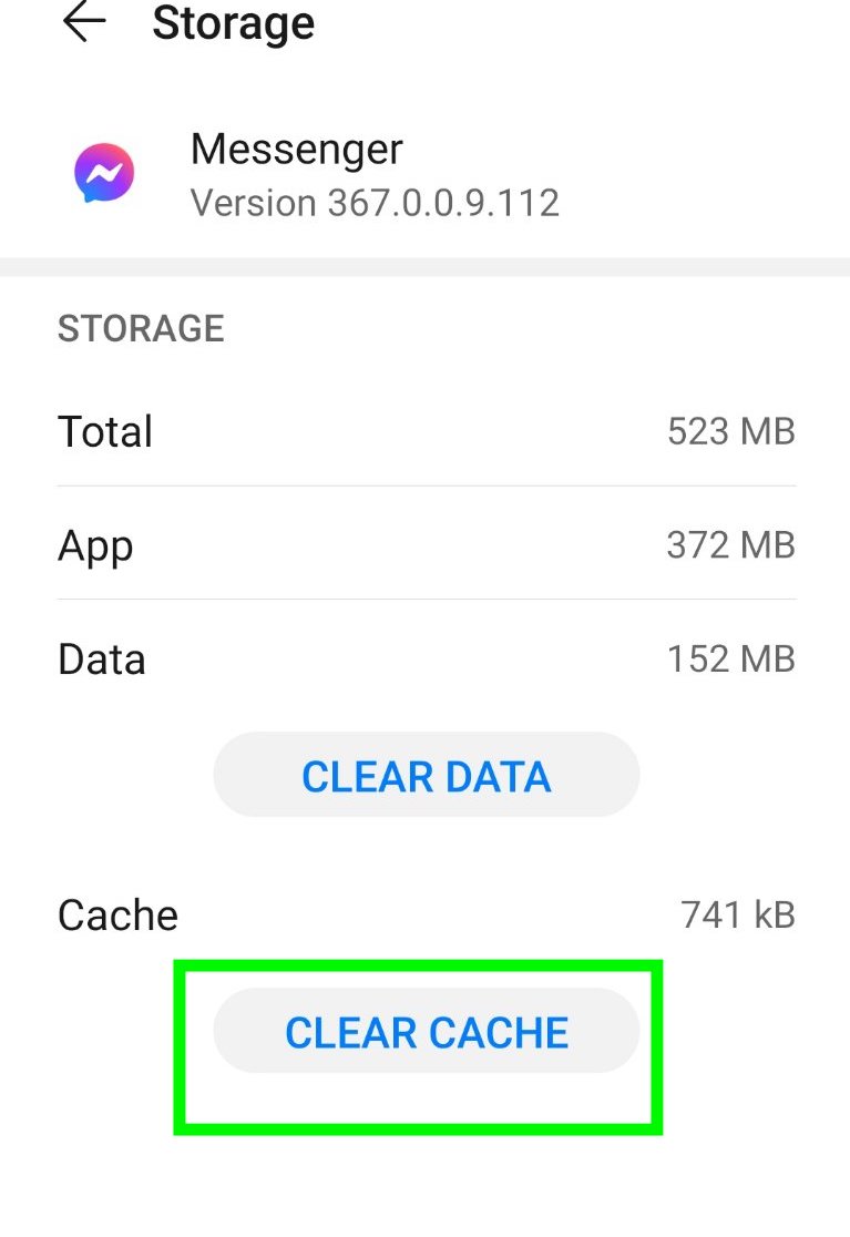 Clear FB Messenger cache 