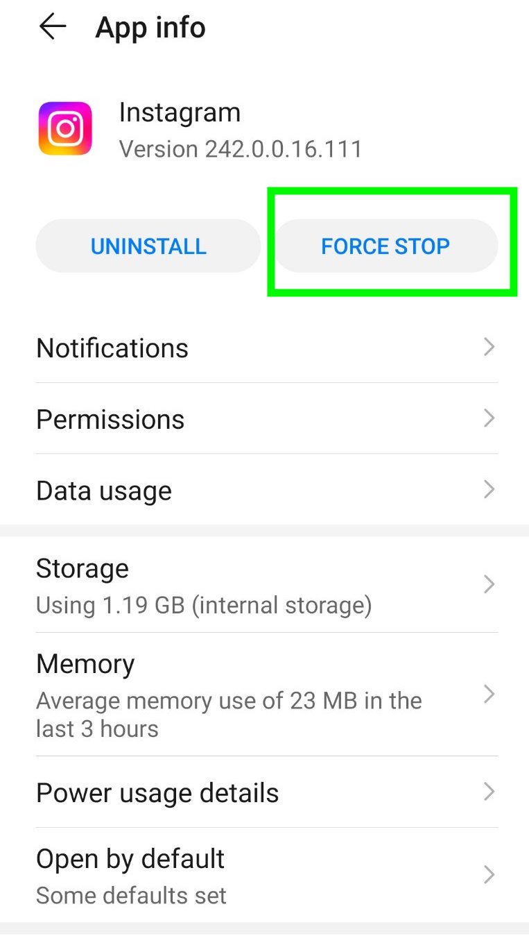 Force Stop FB Messenger app