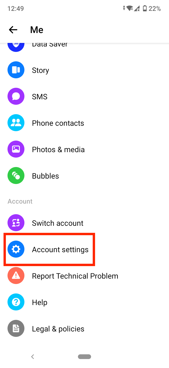 Select 'Account settings'