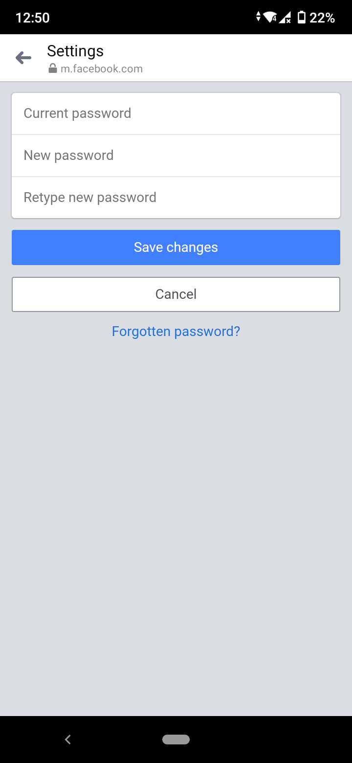 Enter your current password, your new password and retype it