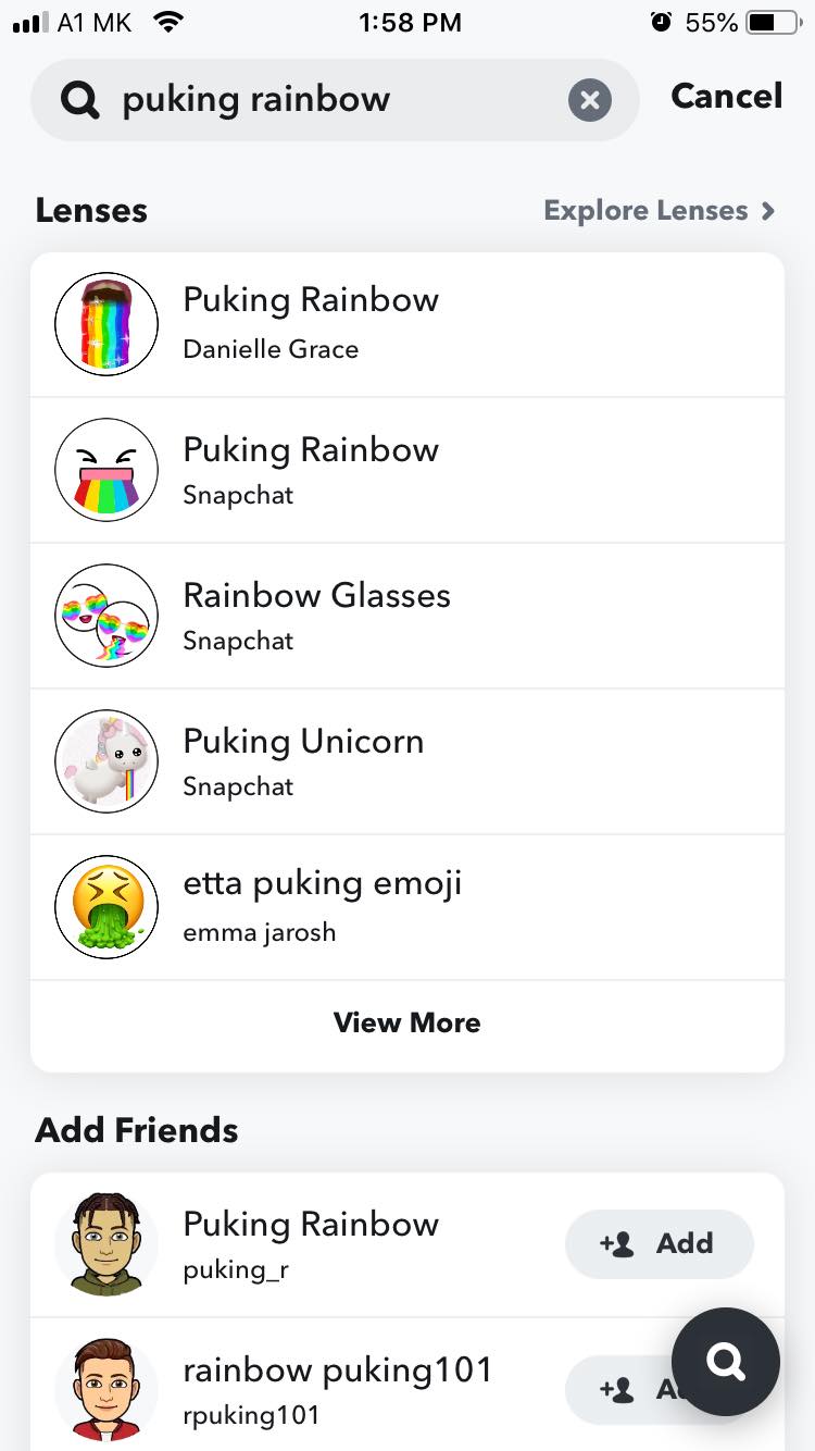 puking rainbow snapchat