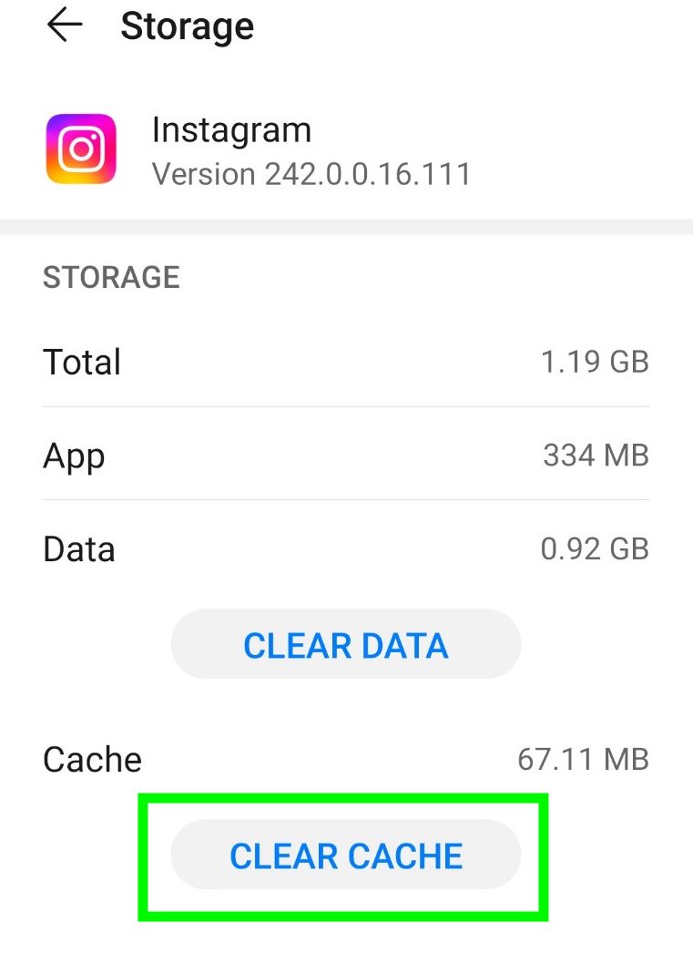 Clear Cache - Instagram