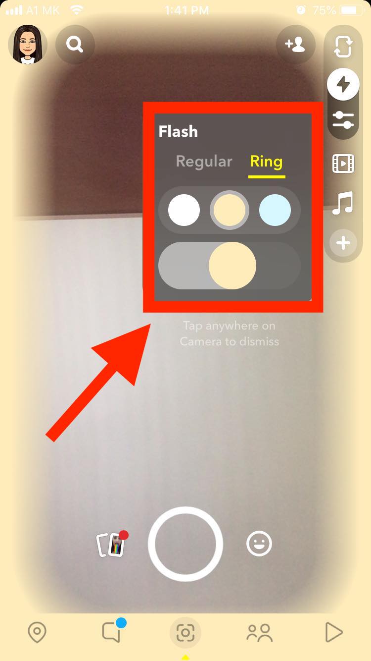 snapchat ring light option