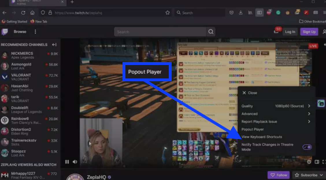 Popout Player option - Twitch