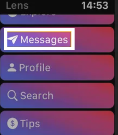 Instagram Messages tab - Apple Watch