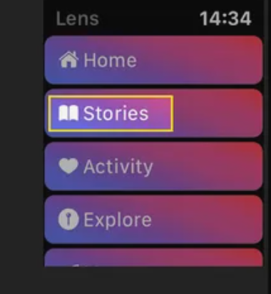 Instagram Stories tab - Apple Watch