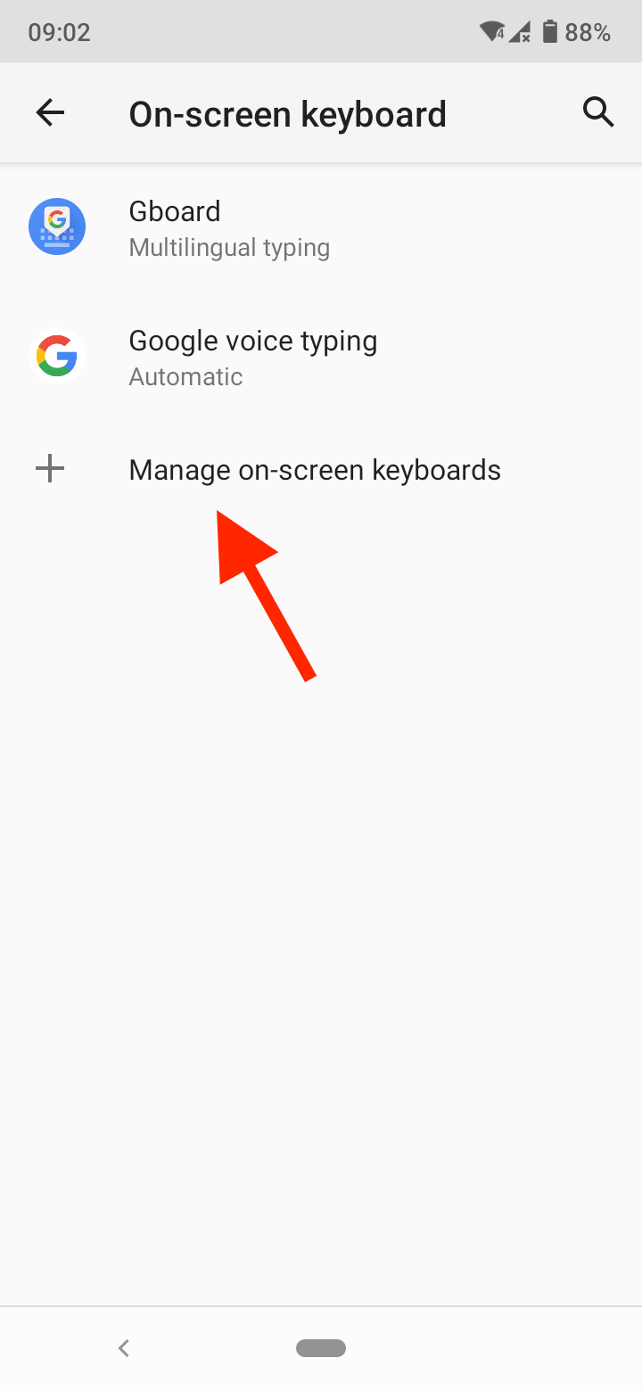 Select ‘Manage on-screen keyboards’
