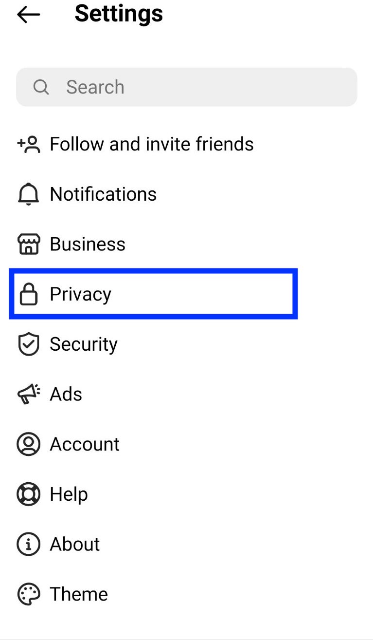 Privacy option - Instagram