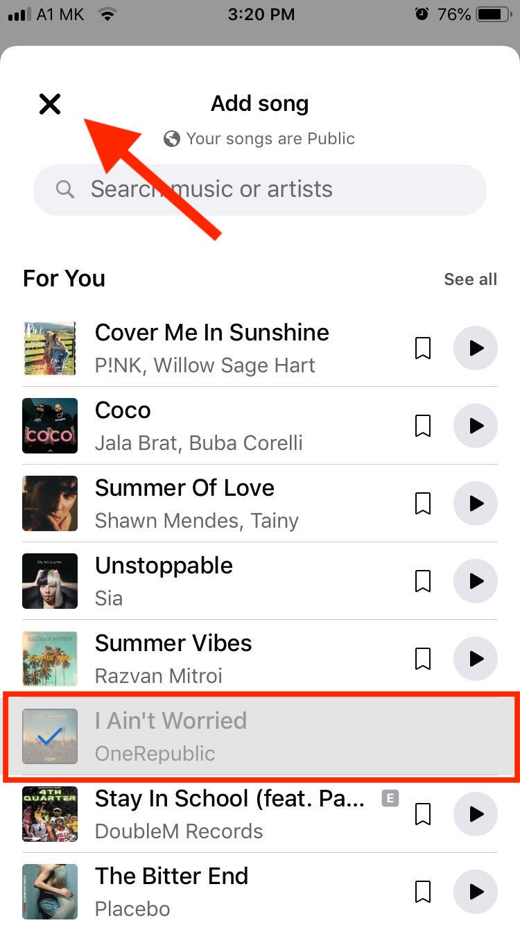 facebook add song option