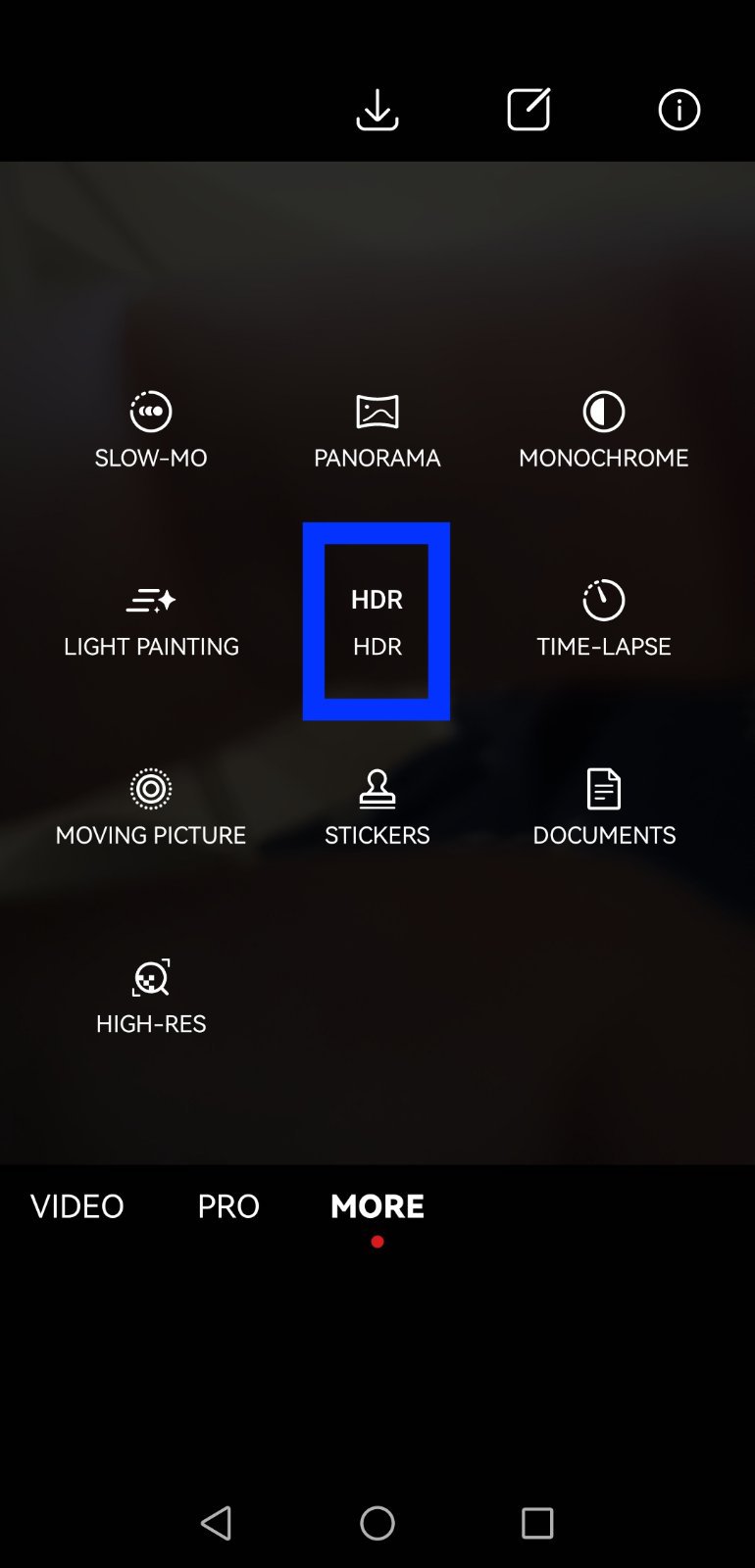 HDR option - phone's camera