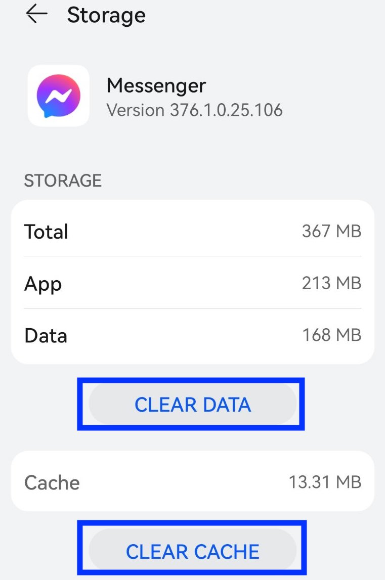 Facebook Messanger > Clear Data & Clear Cache