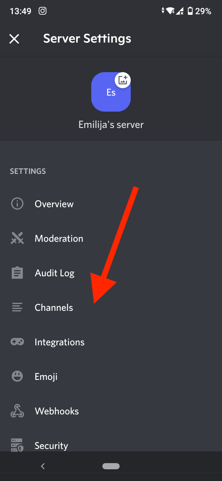 discord channels option