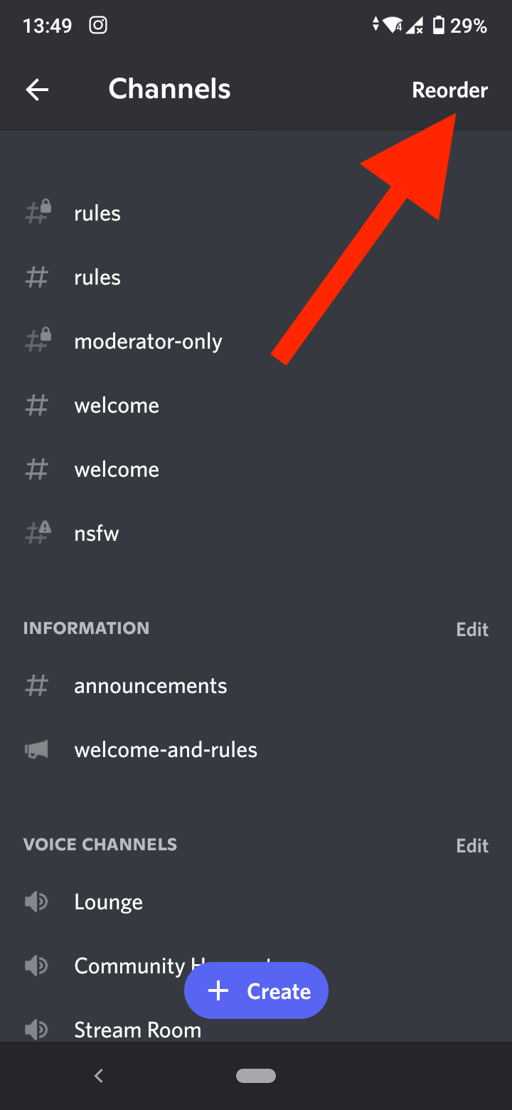 discord reorder channel android