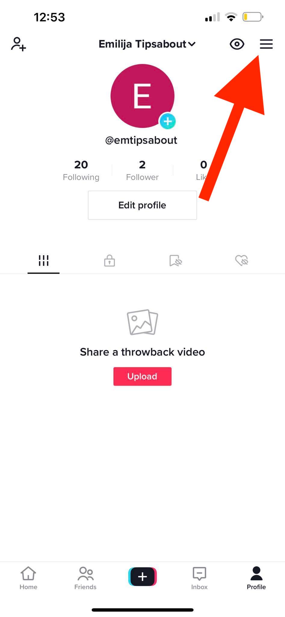 tiktok hamburger menu