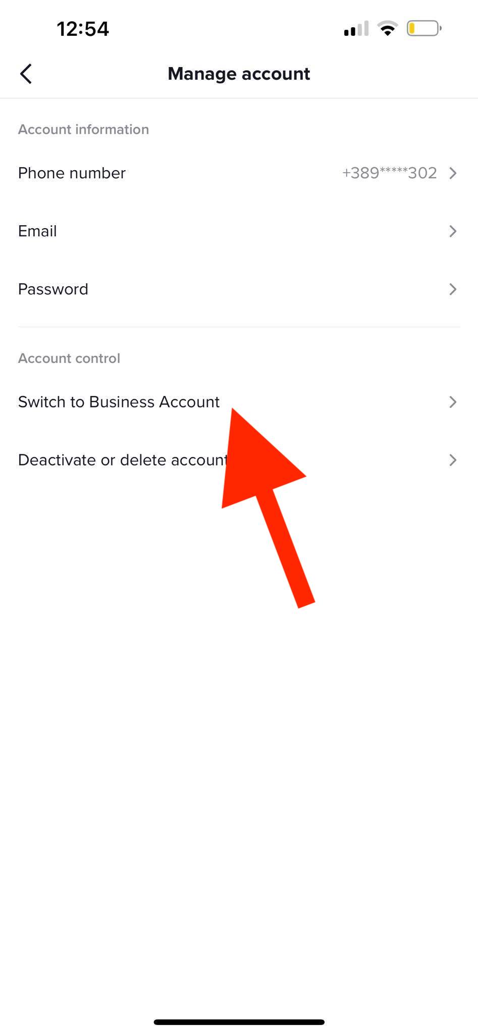 switch to business account