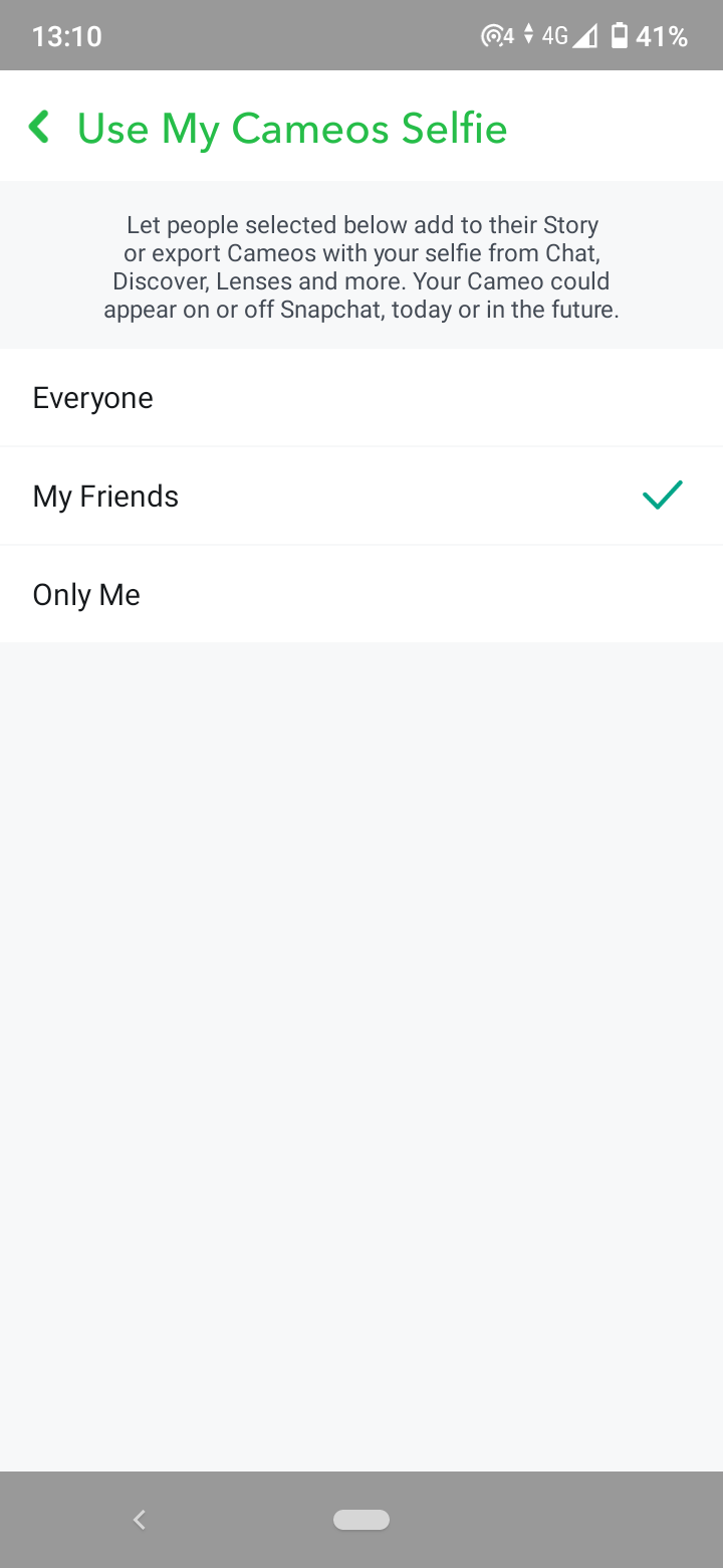 Choose from the options: Everyone, My Friends, or Only Me