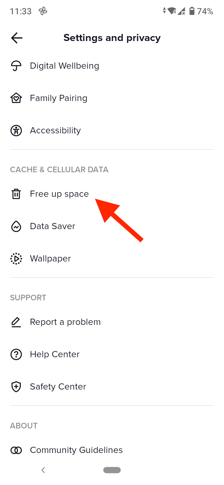 Select 'Free up space'