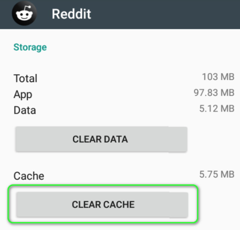 Clear cache - Reddit app