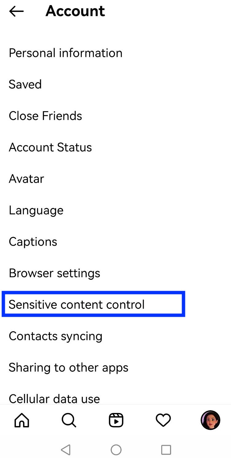 Sensitive content control - Instagram