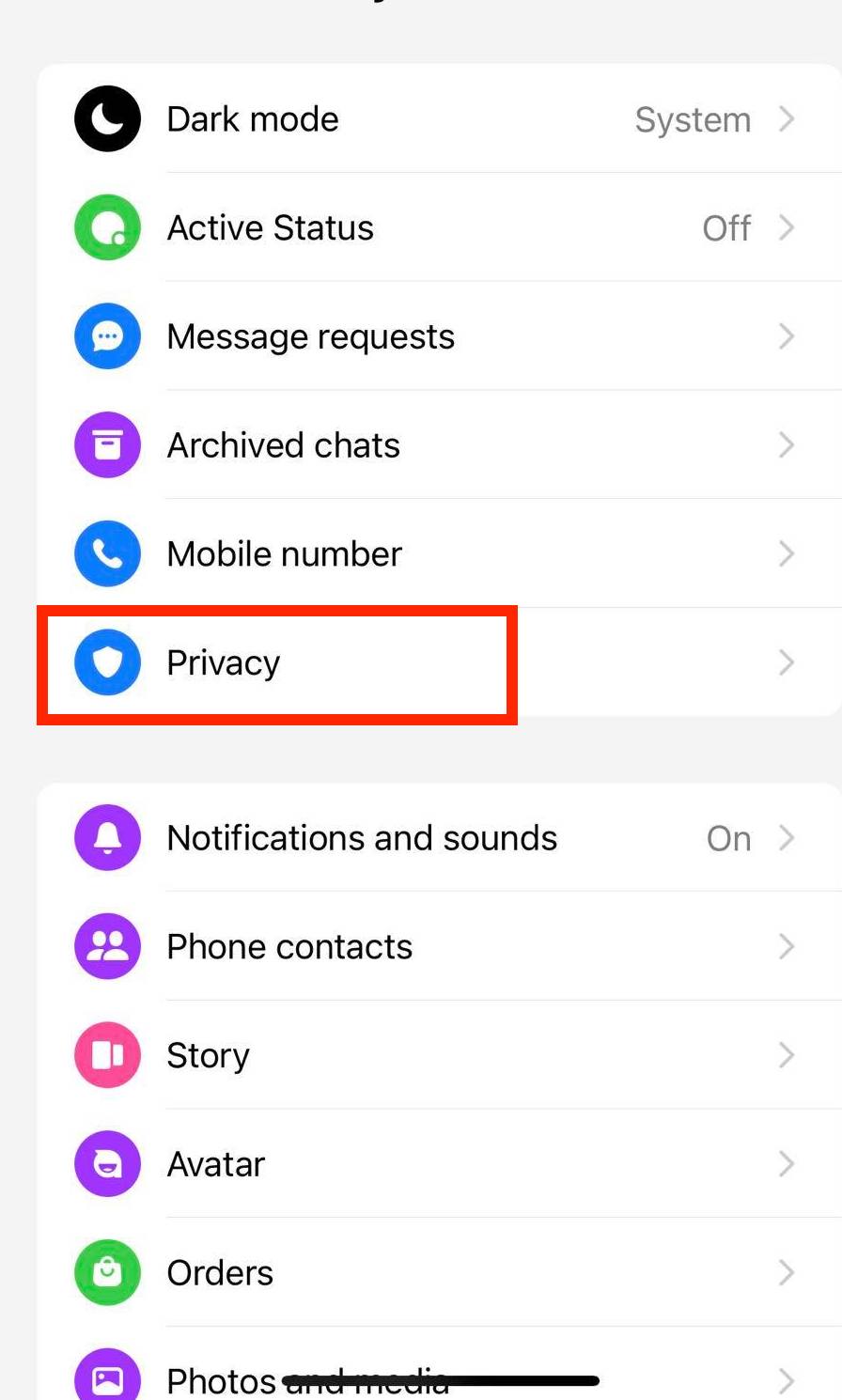 messenger privacy option