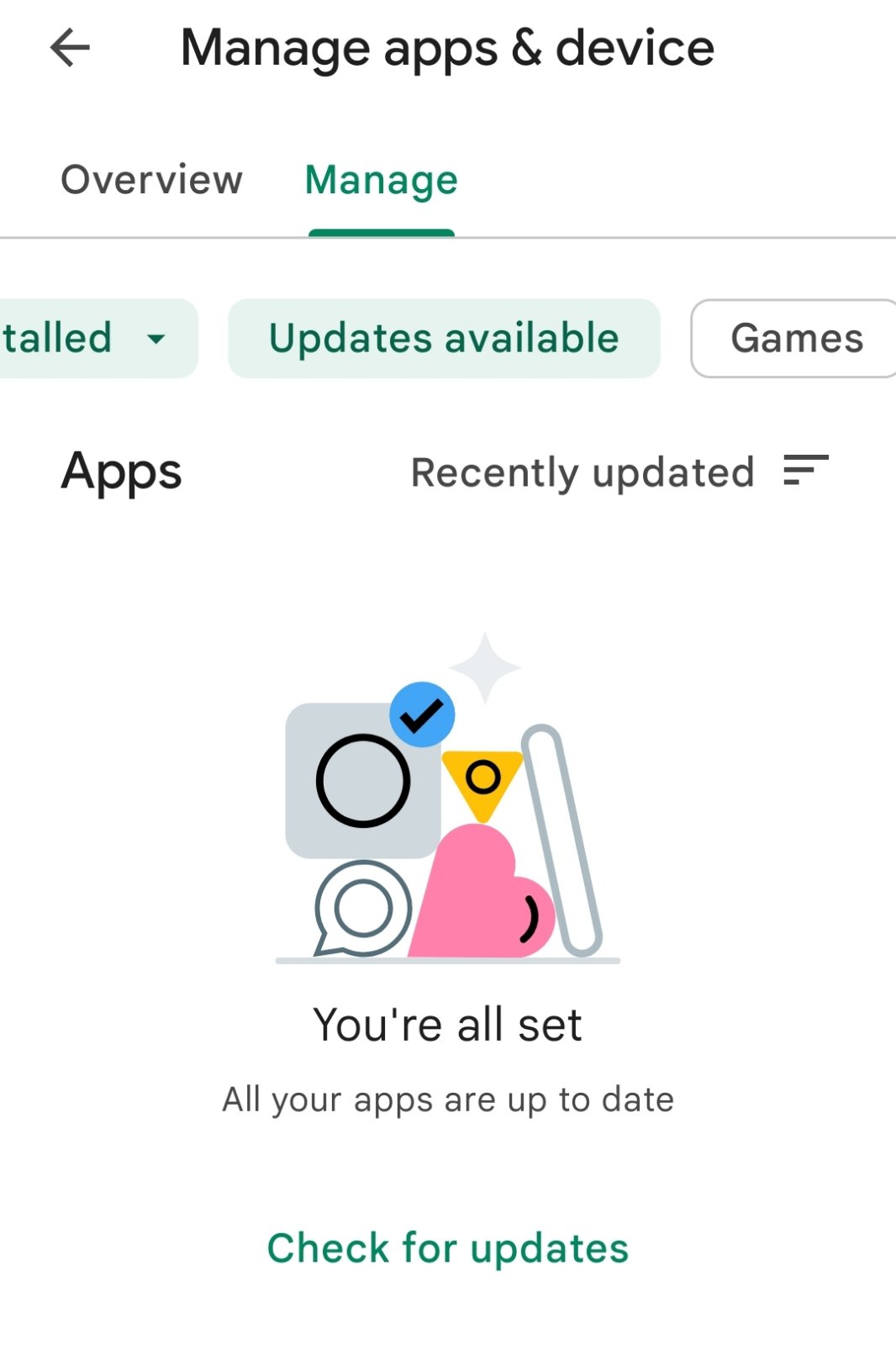 All apps are up to date