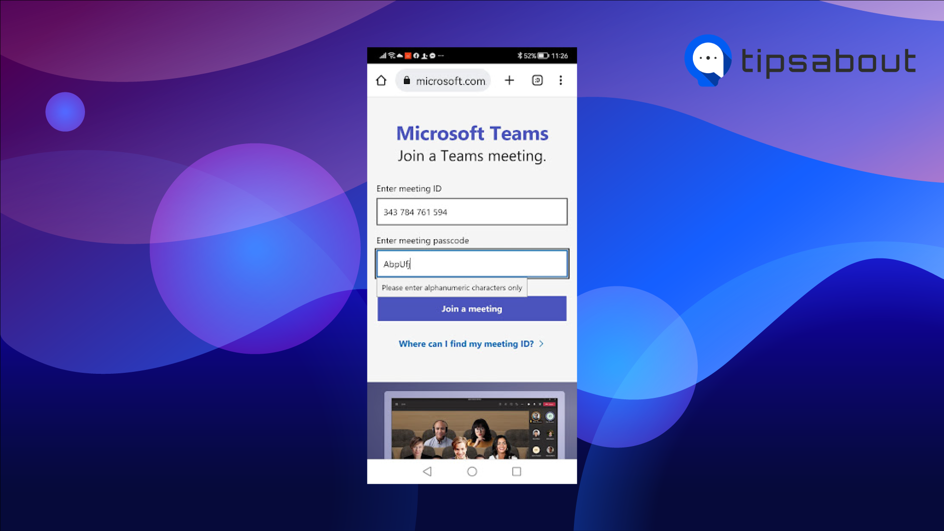 Join a meeting option on MS Teams
