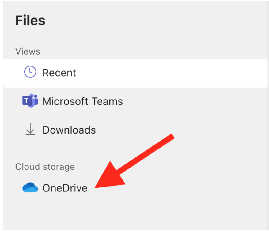 OneDrive option in MS Teams 