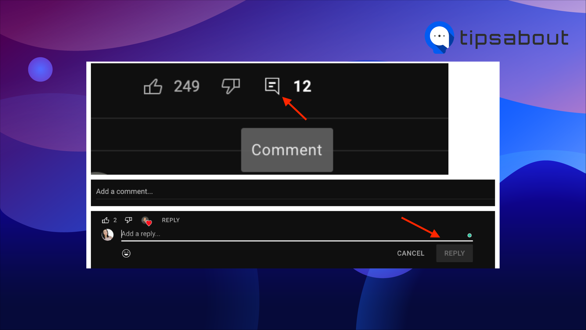 Comment and 'Reply' option on YouTube