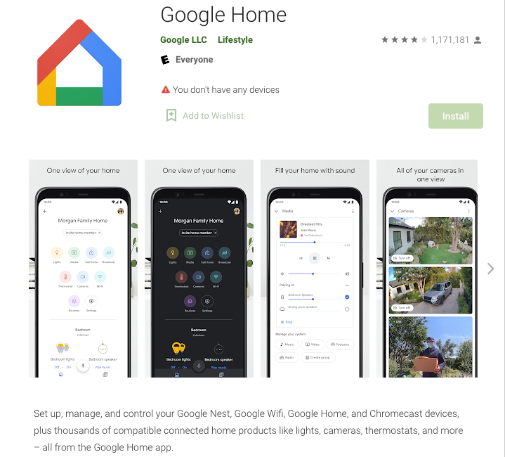 Google Home app Screenshot