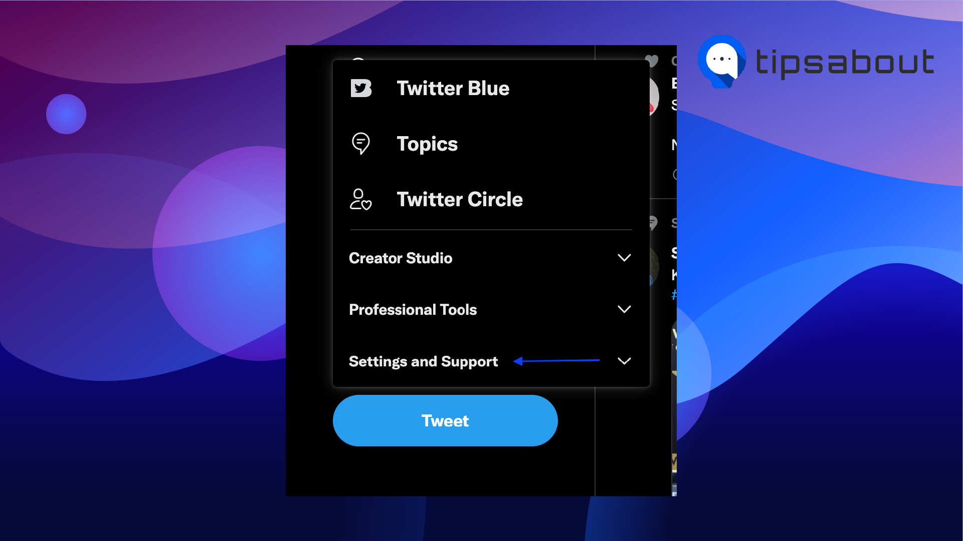 Settings and support on Twitter desktop
