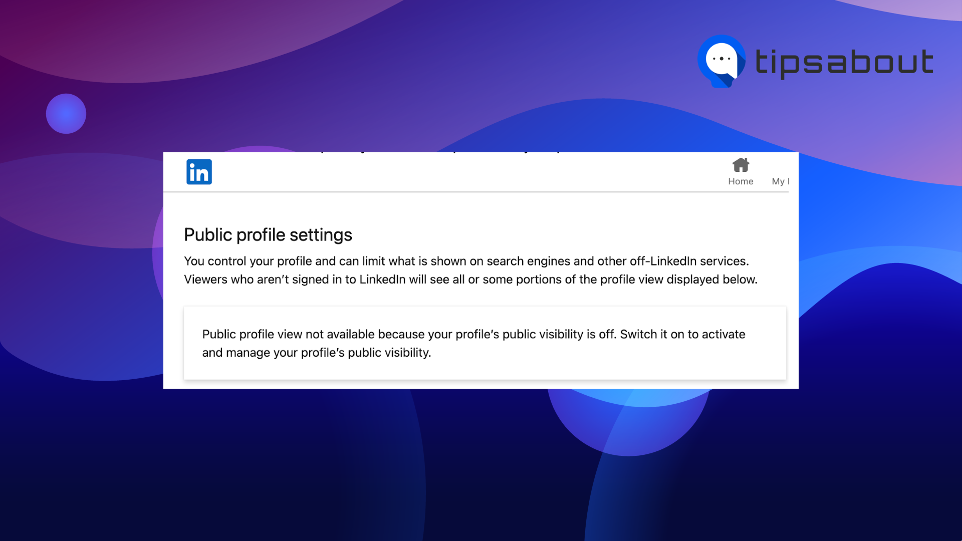 Public profile option on LinkedIn desktop